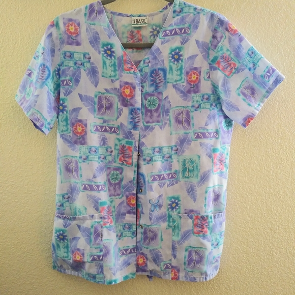 Simply Basics Tops - Scrub Top - (2/$10) Small Button Down